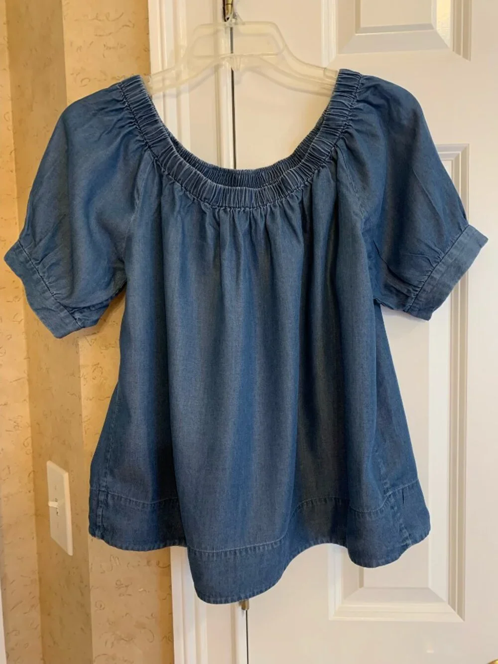 Kate Spade Broome Street Off-The-Shoulder Chambray Top Small